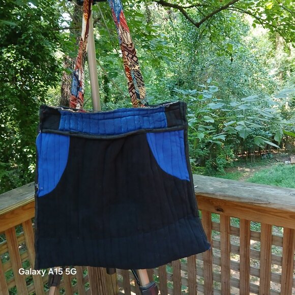 Quilted Boho Bali Patchwork Batik Handcrafted Tote with Deco Bow Zip Close NWOT - Picture 6 of 7